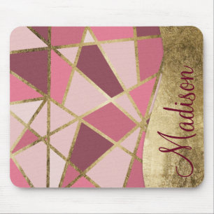 Alfombrilla De Ratón Monograma rosado elegante femenino de los