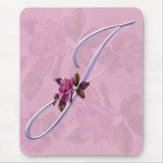 Alfombrilla De Ratón Monograma rosado J de los rosas
