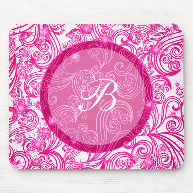 Alfombrilla De Ratón Monograma rosado Mousepads (Frente)