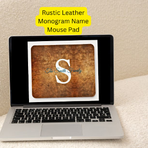 Alfombrilla De Ratón Monograma rústico de terracota inicial