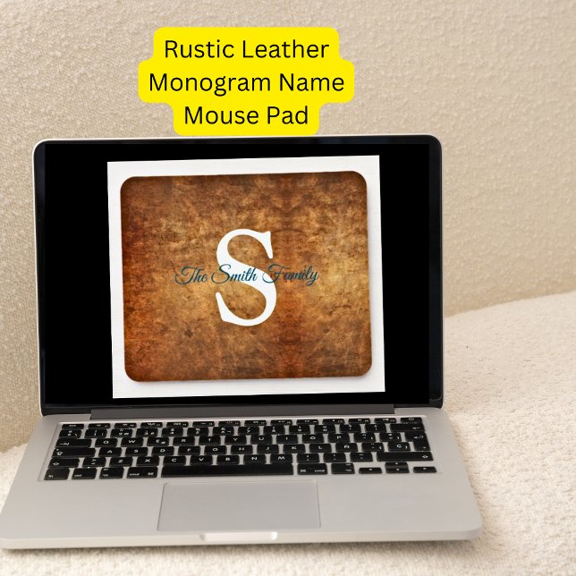 Alfombrilla De Ratón Monograma rústico de terracota inicial (Subido por el creador)