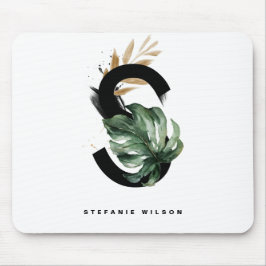 Alfombrilla De Ratón Monograma S Monograma Tropical Personalizado