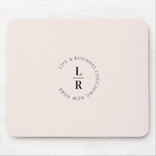 Alfombrilla De Ratón Monograma, salón, minimalista, beige claro-rosa