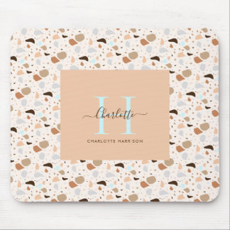 Alfombrilla De Ratón Monograma Terrazzo Tones Tierra Patrón moderno