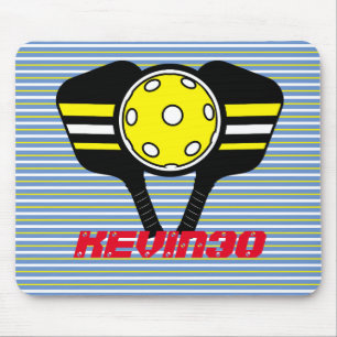 Alfombrilla De Ratón Monograma tiras frescas pickleball jugador amarill