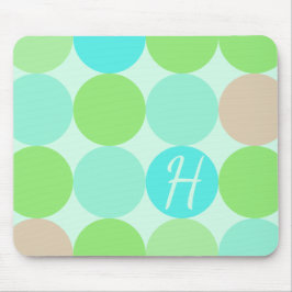 Alfombrilla De Ratón Monograma verde azul turquesa y círculo Naranja