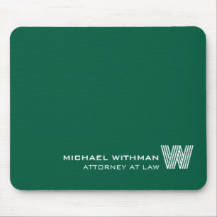 Alfombrilla De Ratón Monograma verde personalizado, nombre y profesión