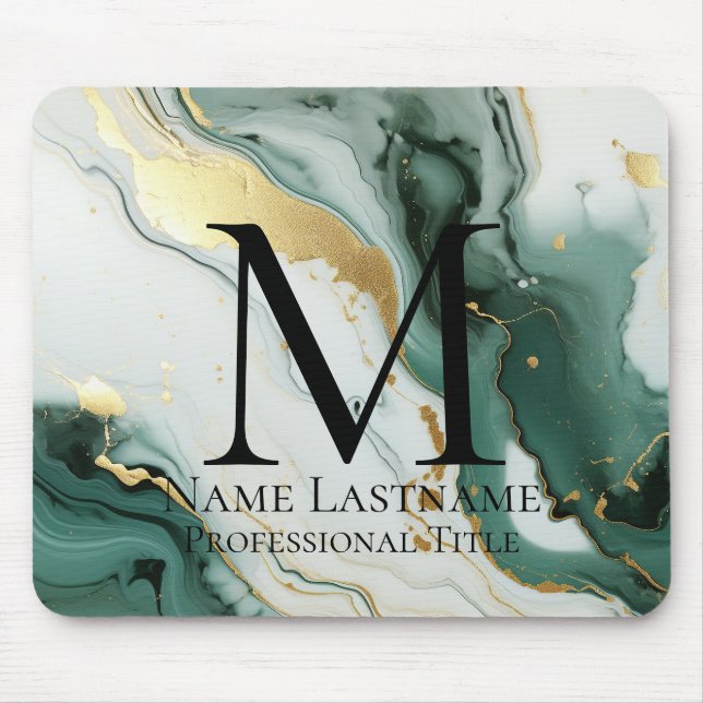 Alfombrilla De Ratón Monograma Verde Turquesa (Frente)