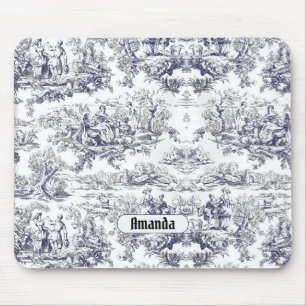 Alfombrilla De Ratón Monograma vintage floral toile de jouy