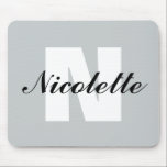 Alfombrilla De Ratón Monograma y nombre<br><div class="desc">monograma y nombre personalizados en el gris,  blanco y negro</div>