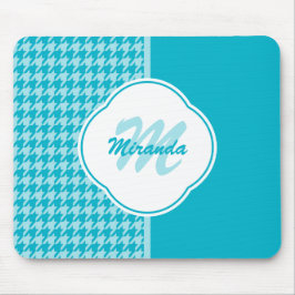 Alfombrilla De Ratón Monograma y nombre de la cabina turquesa moderna