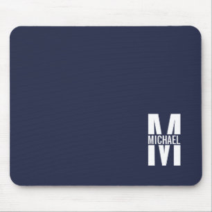 Alfombrilla De Ratón Monograma y nombre personalizados del azul marino