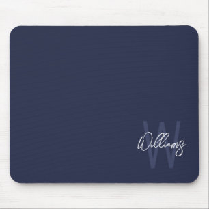 Alfombrilla De Ratón Monograma y nombre personalizados del guión azul d