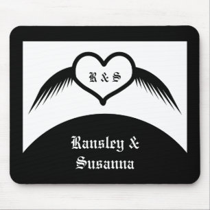 Alfombrilla De Ratón Monogramado Boda gótico Personalizado del corazón 