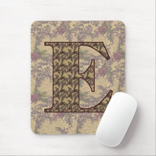 Alfombrilla De Ratón Monogramado Inicial E Elegante Mousepad Floral