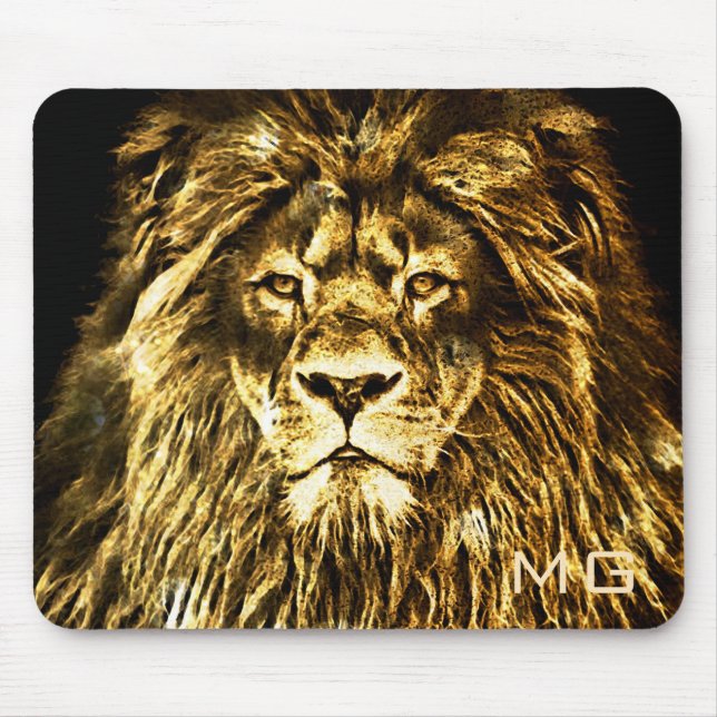 Alfombrilla De Ratón Monogramado Majestic Gold Lion (Frente)