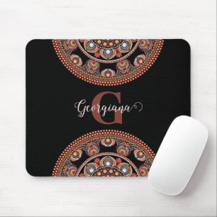 Alfombrilla De Ratón Monogramado Safari Sunset Bohemian Dot Mandala