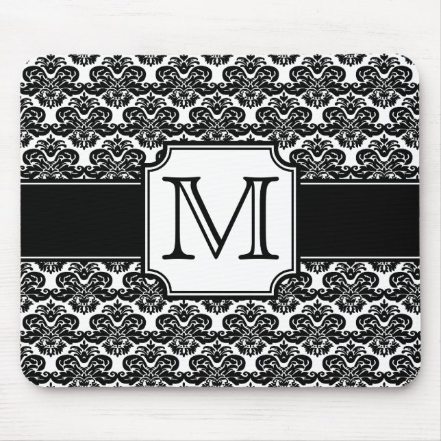 Alfombrilla De Ratón Monogrammed Damask Mousepad de moda (Frente)