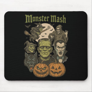 Alfombrilla De Ratón Monster Mash Retro Halloween Funny Monster Spooki