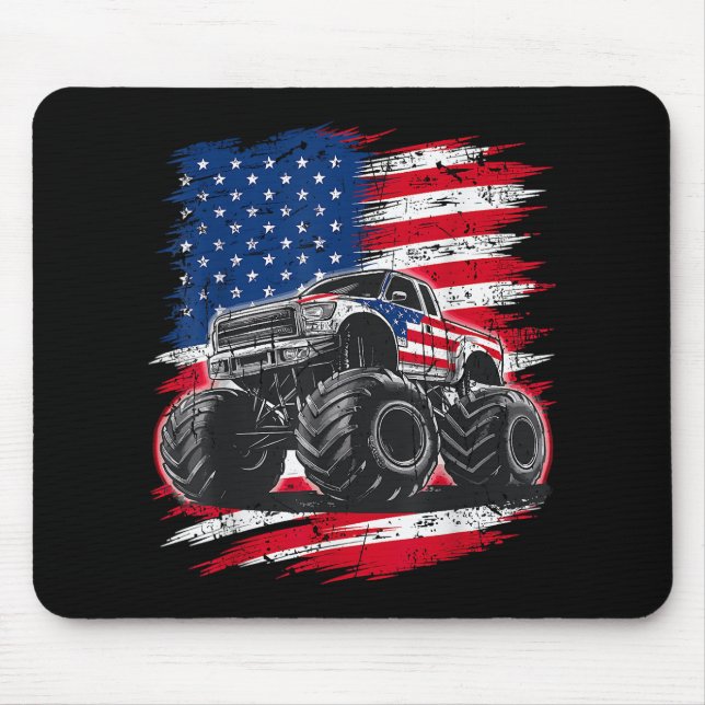 Alfombrilla De Ratón Monster Truck Bandera de Estados Unidos (Frente)