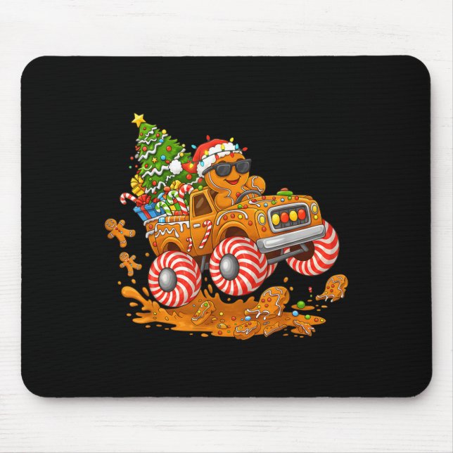 Alfombrilla De Ratón Monster Truck Gingerbread Man Funny Christmas Baki (Frente)