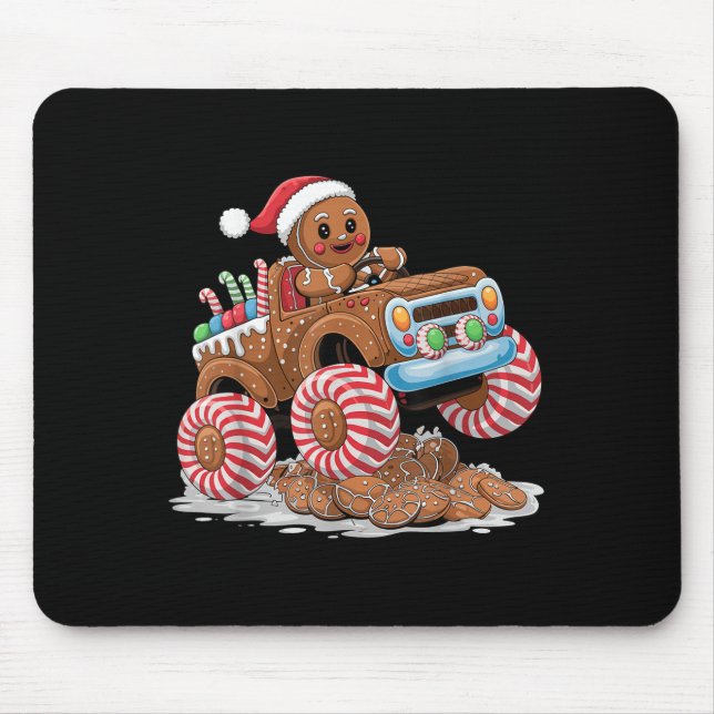 Alfombrilla De Ratón Monster Truck Gingerbread Man Funny Christmas Baki (Frente)