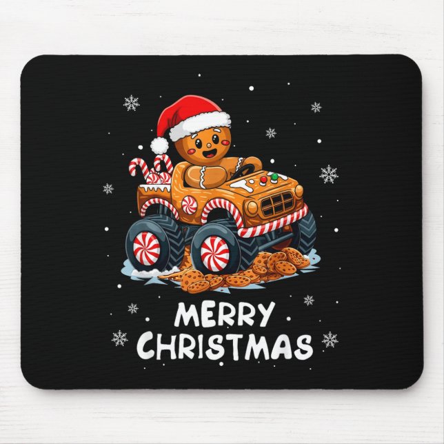 Alfombrilla De Ratón Monster Truck Gingerbread Man Funny Merry Christma (Frente)