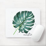 Alfombrilla De Ratón Monstera Tropical<br><div class="desc">Elegante tabique tropical de la casa con ilustracion de una hoja verde de monastera. ¡Perfecto para los amantes de las plantas!</div>