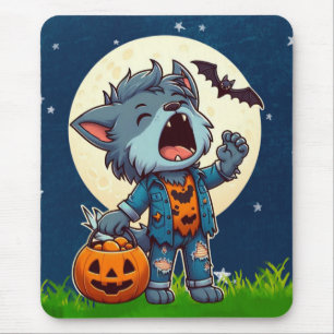 Alfombrilla De Ratón Monstruo de hombre lobo con calabaza