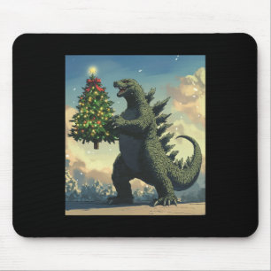 Alfombrilla De Ratón Monstruo japonés Kaiju lleva árbol de Navidad 