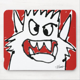 Alfombrilla De Ratón Monstruo rojo Mousepad lindo enojado del dibujo