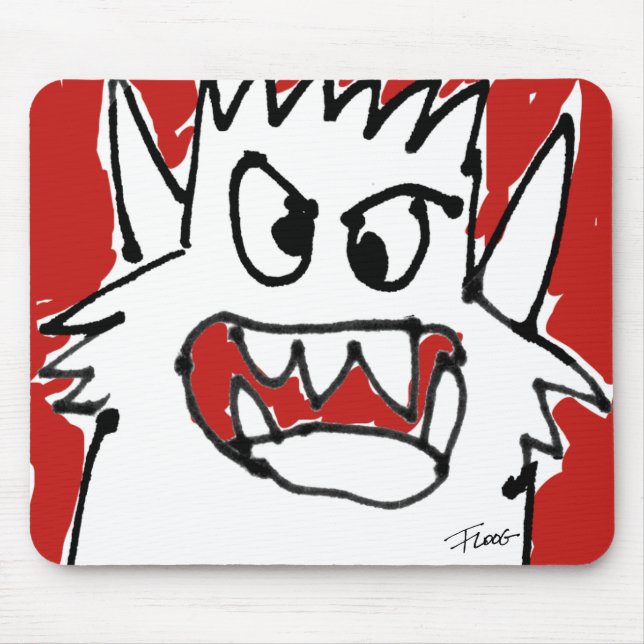 Alfombrilla De Ratón Monstruo rojo Mousepad lindo enojado del dibujo (Frente)