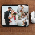 Alfombrilla De Ratón Montaje de imágenes Boda de collage de fotos 4<br><div class="desc">Crea tu propio mousepad de fotos boda único. La plantilla de fotos está preparada para que añadas 4 de tus fotos favoritas que se mostrarán automáticamente como una foto principal de fondo en formato horizontal, con las 3 fotos restantes superpuestas en un montaje en zigzag. El diseño tiene marcos de...</div>