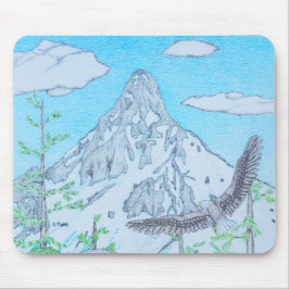 Alfombrilla De Ratón Montaña con Cima Nevada & Águila