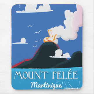 Alfombrilla De Ratón Montaña Pelée, Martinica Póster de viaje vintage