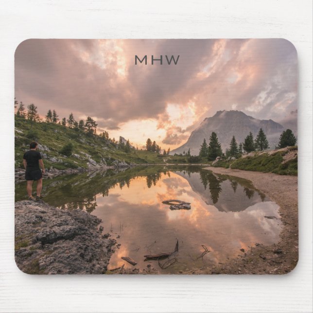 Alfombrilla De Ratón Montaña Pond personalizado monogramo mousepad (Frente)