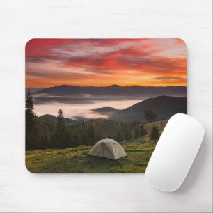 Alfombrilla De Ratón Montañas Amanecer de niebla de acampada