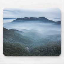 Montañas azules Mousepad del paisaje de la niebla