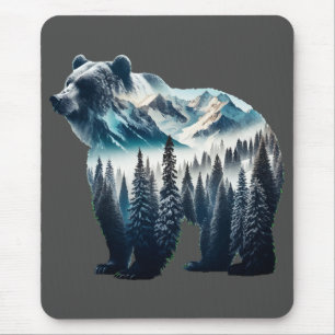 Alfombrilla De Ratón Montañas y bosques de oso pardo