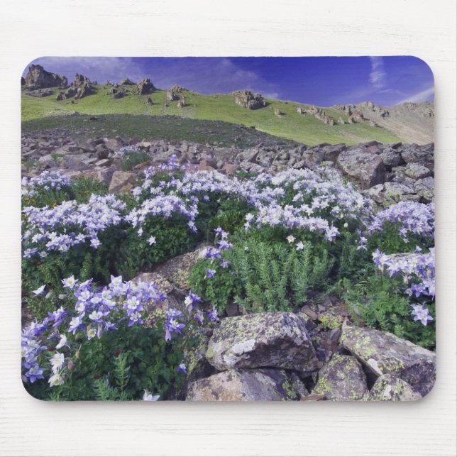 Alfombrilla De Ratón Montañas y flores silvestres en prados alpinos, (Frente)