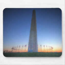 Alfombrilla De Ratón Monumento a Washington con el atardecer Naranja