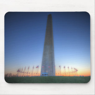 Alfombrilla De Ratón Monumento a Washington con el atardecer Naranja