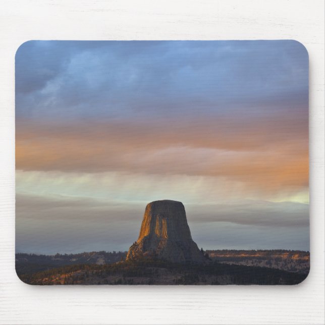 Alfombrilla De Ratón Monumento Nacional Devils Tower, Tormenta al Atard (Frente)