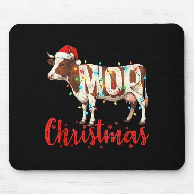 Alfombrilla De Ratón Moo Christmas Funny Cow Lovers Cattle Famer Farmin (Frente)