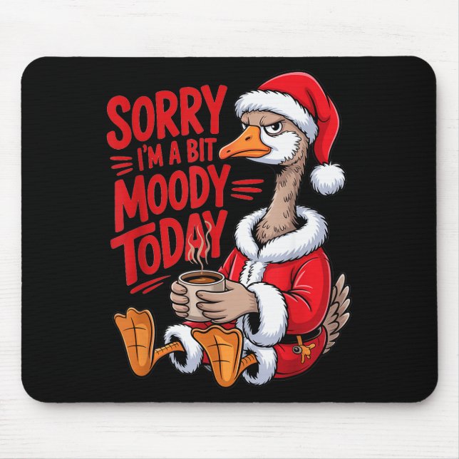Alfombrilla De Ratón Moody Goose Christmas Santa Suit Coffee Humor Art  (Frente)