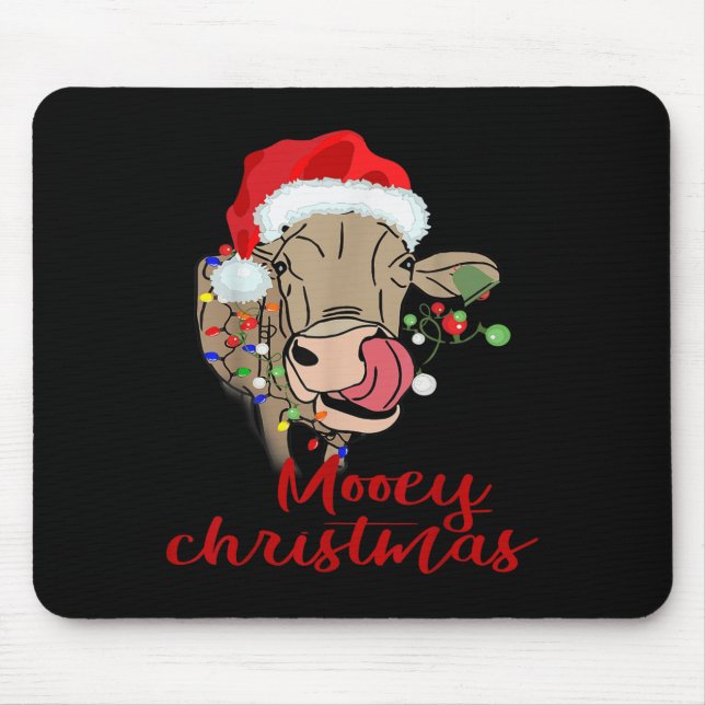 Alfombrilla De Ratón Mooey Christmas Cow T Shirt Heifer Farmer Xmas Gif (Frente)