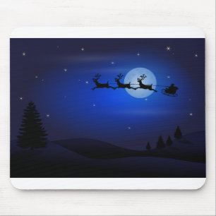 Alfombrilla De Ratón Moon Silhouettes Santa Claus Reindeers Santa