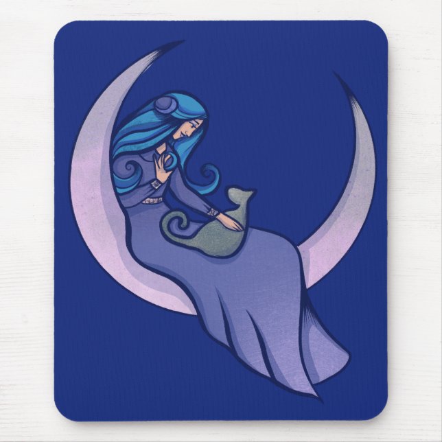 Alfombrilla De Ratón Moon Witch MoonChild Pagan Wicca Art (Frente)