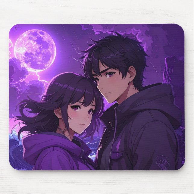 Alfombrilla De Ratón Moonlight Duo Anime Mousepad – Purple Night Editio (Frente)