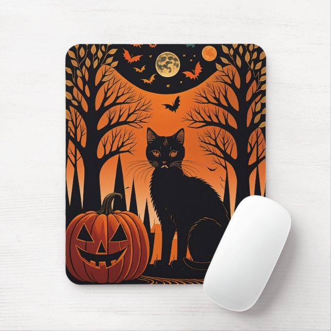 Alfombrilla De Ratón Moonlit Meow (Con ratón)